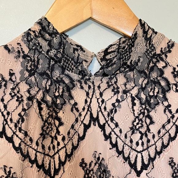 Eva Mendes Black Cream Lace Overlay Dress - Picture 3 of 8